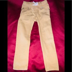 Khaki slim jeans with elastic, tied waist